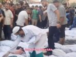 Gambar Perihal RS Indonesia di Palestina Tersusun Dengan Berbagai Kantong Jenazah Untuk Menggambarkan Keadaan yang Menggelisahkan