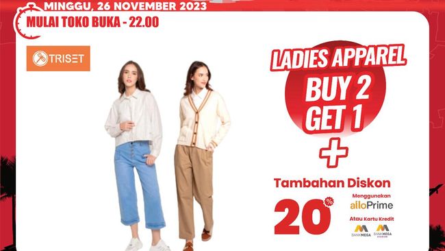 Promo diskon besar-besaran untuk pakaian merek ternama khusus untuk wanita di Transmart